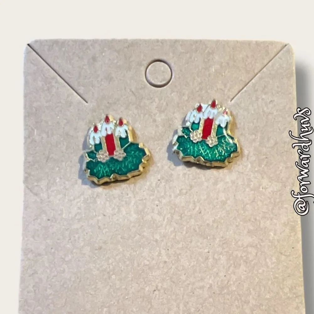 Bundle Sale 3 for $15 | Christmas Earrings | Festive Candle Design
